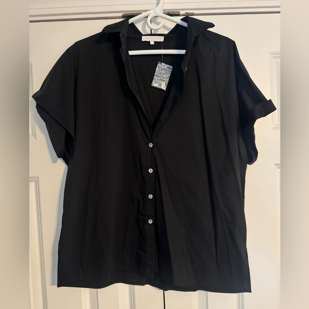 Olivaceous Black Button-Down Women's Shirt